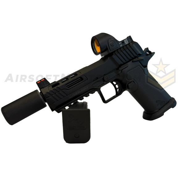 Kizuna Works BSK43 with red dot, tracer, and magazine right facing view
