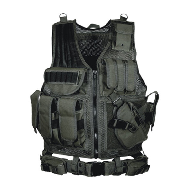 UTG Tactical Vest with Cross Draw Holster Black