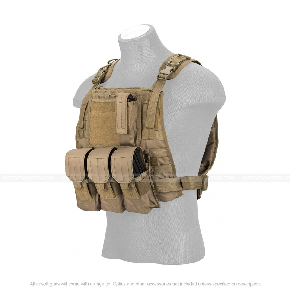 Lancer Tactical MOLLE Tac Vest (Colors: Black, Tan, OD Green, Camo)
