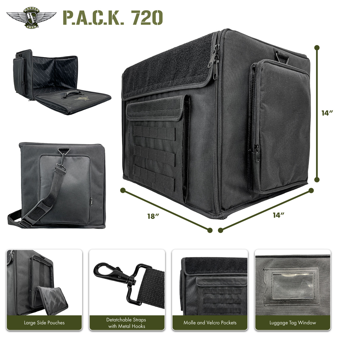 720) P.A.C.K. 720 Molle with Magna Rack Sliders Load Out (Black
