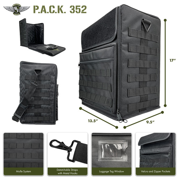 (352) P.A.C.K. 352 Molle with Magna Rack Sliders Load Out (Black)
