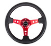 Nrg Innovation Steering Wheel 350Mm 3In Dish Blk Leather/Red Ctr Rst-006Rd