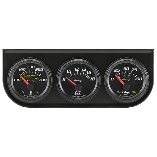 Equus 2.0 Dia Triple Gauge Set W/Black Panel E6200
