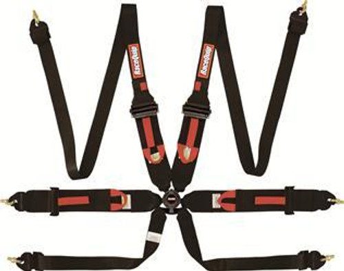 Racequip 6Pt Harness Camlock P/U Lap Black Hnr Fia 854004Rqp