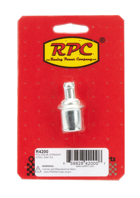 Racing Power Co-Packaged Pcv Valve Straight Steel Zinc Each R4200