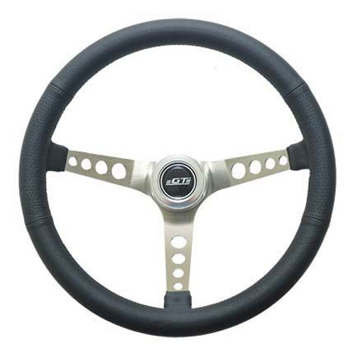 Gt Performance Steering Wheel Retro Leather Stainless Spokes 35-5445