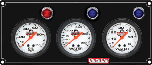 Quickcar Racing Products 3 Gauge Panel Op/Wt/Wp Black 61-6716