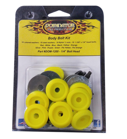 Dominator Race Products Body Bolt Kit Flou Yellow Hex Head 1200-B-Flo-Ye
