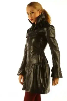 Schwarzes Leder Burlesque Kleid für Damen