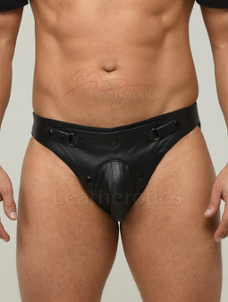 Herren Leder Jockstrap 062 vorne – echtes Nappaleder, minimaler Stil, körperbetont, Fetisch Unterwäsche