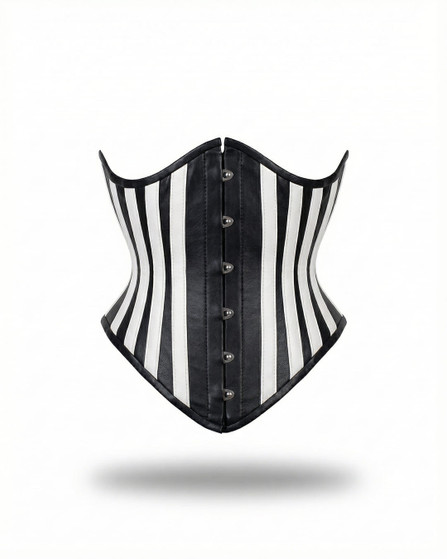 Unterbrust Leder Korsett Weiß Schwarz