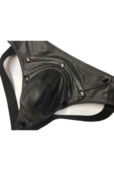 Schwarzer Leder-Jockstrap Produktansicht – Echtleder, minimaler Stil, hochwertige Verarbeitung
