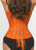 Besticktes orangefarbenes Overbust-Korsett