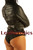 Rückenansicht der Zwangsjacke mit drei verstellbaren Schnallenriemen.