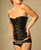 Damen schwarzes Leder Korsett mit Schnallen vorne – Echtleder, dekorative Frontschnallen, figurbetonende Form