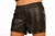 Vorderansicht schwarzer Leder-Boxershorts mit elastischem Bund