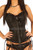 Gerüschtes schwarzes Satin Überbrustkorsett – Vorderansicht