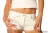 Figurbetonte weiße Ledershorts im Jeans-Stil