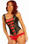 Damen Vollbrust-Corsage Rot-Schwarz vorne – Echtleder, Overbust Schnitt, kontrastreiches Farbdesign
