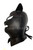 Schwarze Katzenfrau-BDSM-Maske aus Leder in linker Profilansicht
