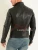 Rückansicht der schwarzen Motojacke aus glattem Leder mit Ärmelreißverschlüssen