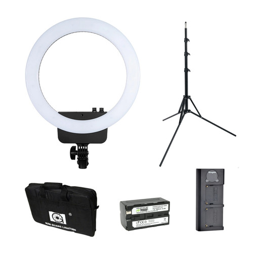 Portable LED Ring Light Kit with Stand, Bi-Color Dimmable