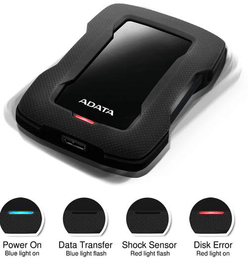 ADATA HD330 Durable External HDD 2TB USB3.1 Black