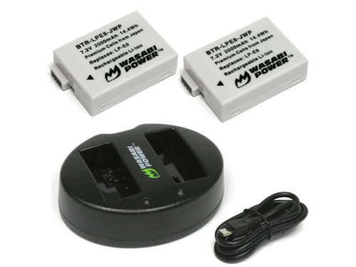 Wasabi Power Battery (2pack) & Double Charger Kit - LP-E8