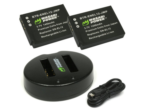 Wasabi Power Battery (2pack) & Double Charger Kit - EN-EL12