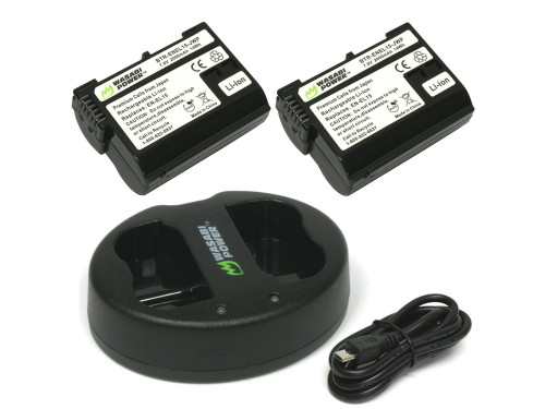 Wasabi Power Battery (2pack) & Double Charger Kit - EN-EL15