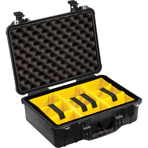 Pelican 1504 Case with Yellow Dividers (Black) Pelican 1504 Case with Yellow Dividers (Black)
