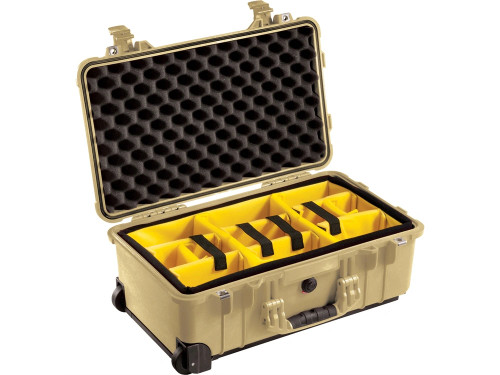 Pelican 1510 Carry On Case with Yellow and Black Divider Set (Desert Tan)