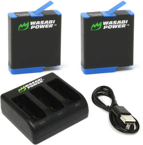 Wasabi 2x Batteries & Triple Charger for GoPro Hero 8 / 7 / 6 / 5