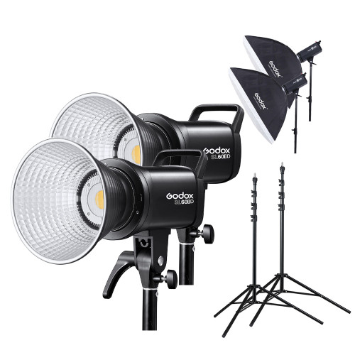 Godox SL60IIDaylight LED Video Light Kit with Stand & Softbox - Dual Kit