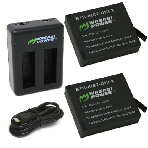 Wasabi Power Battery (2-Pack) And Dual USB Charger Compatible With Insta360 ONE X
