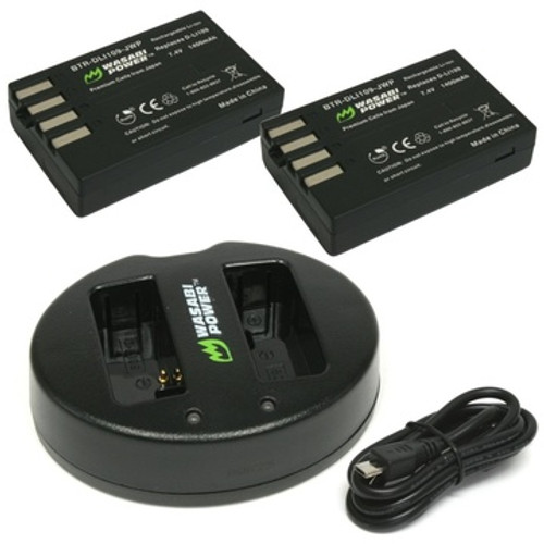 Wasabi Power Battery (2-Pack) And Dual Charger For Pentax D-LI109