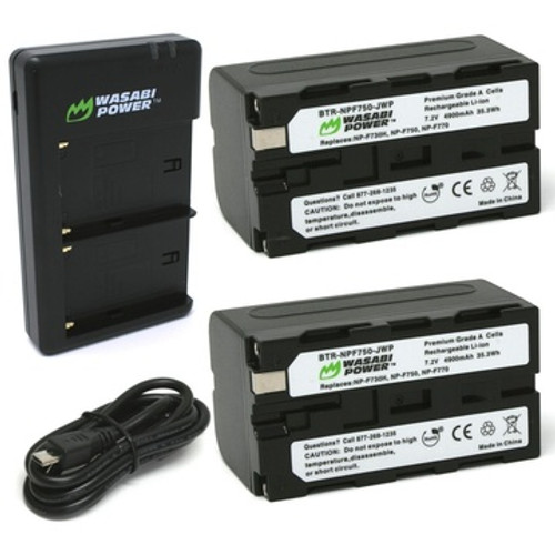 Wasabi Power Battery (2-Pack) And Dual Charger For Sony NP-F730 NP-F750 NP-F760 NP-F770 (L Series)