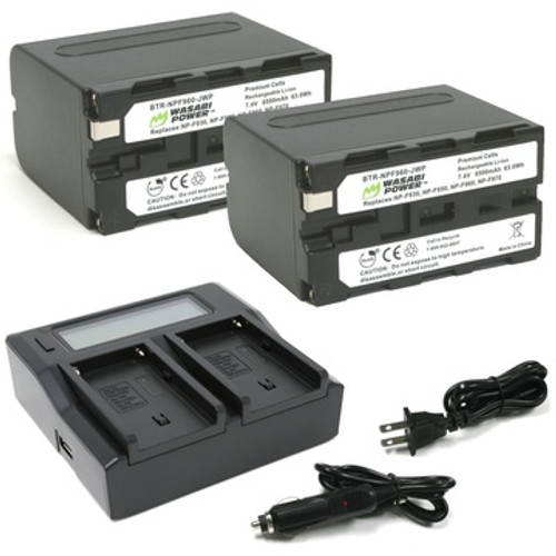 Wasabi Power Battery (2-Pack) And Dual Charger For Sony NP-F950 NP-F960 NP-F970 NP-F975 (L Series)