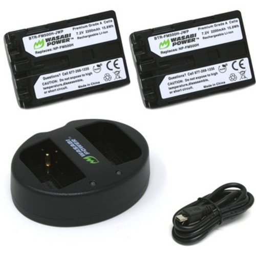 Wasabi Power Battery (2-Pack) And Dual USB Charger For Sony NP-FM500H