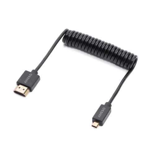 Ansso Micro to Full HDMI 2.0 Coiled Cable (50cm to 100cm)