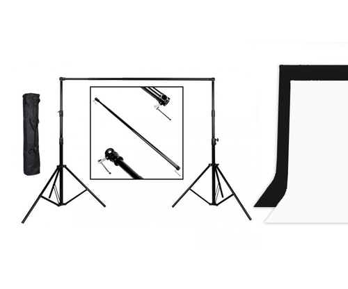 Portable Background Support Kit w 4.5m B/W Muslin