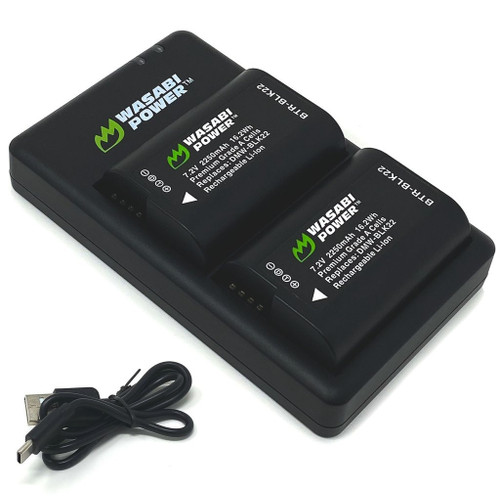 Wasabi Power Panasonic DMW-BLK22 Battery (2-Pack) and Dual Charger