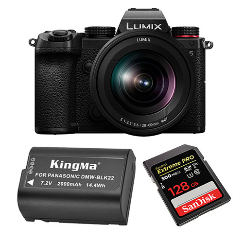 Panasonic S5 Camera Lens Starter Kit with extra Battery and 128GB V90 SD-Card