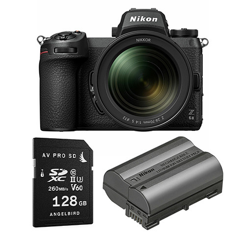 Nikon Z6 II Camera Lens Starter Kit with extra Battery and 128GB SD-Card