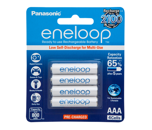 Panasonic Eneloop AAA Rechargeable Batteries (800mAh, 4 Pack)