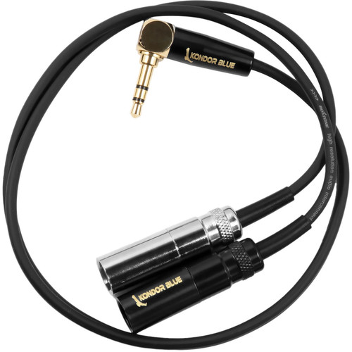 Kondor Blue Dual Mini XLR to 3.5mm Stereo Splitter Right Angle for C70/6K Pro/Rode