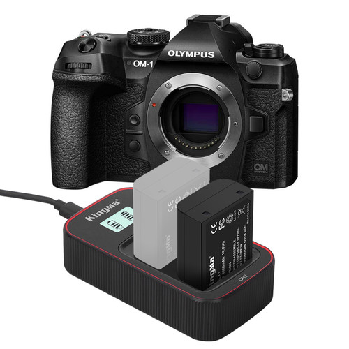 OM System OM-1 Mirrorless Camera Body with Kingma Battery Kit for OM-1 + VISA Card