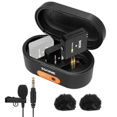 ZGCine Charging Case with Rode Wireless GO II Single Channel + Omni Lavalier Microphone System/Recorder Kit