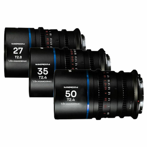 Laowa Nanomorph S35 Prime 3-Lens Bundle (27mm, 35mm, 50mm) (Blue) (Cine) L Mount