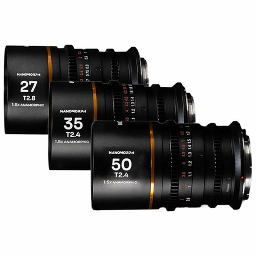 Laowa Nanomorph S35 Prime 3-Lens Bundle (27mm, 35mm, 50mm) (Amber) (Cine) Sony E